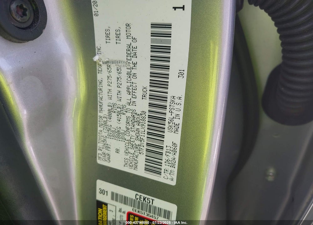2020 TOYOTA TUNDRA VIN: 5TFDY5F11LX918830