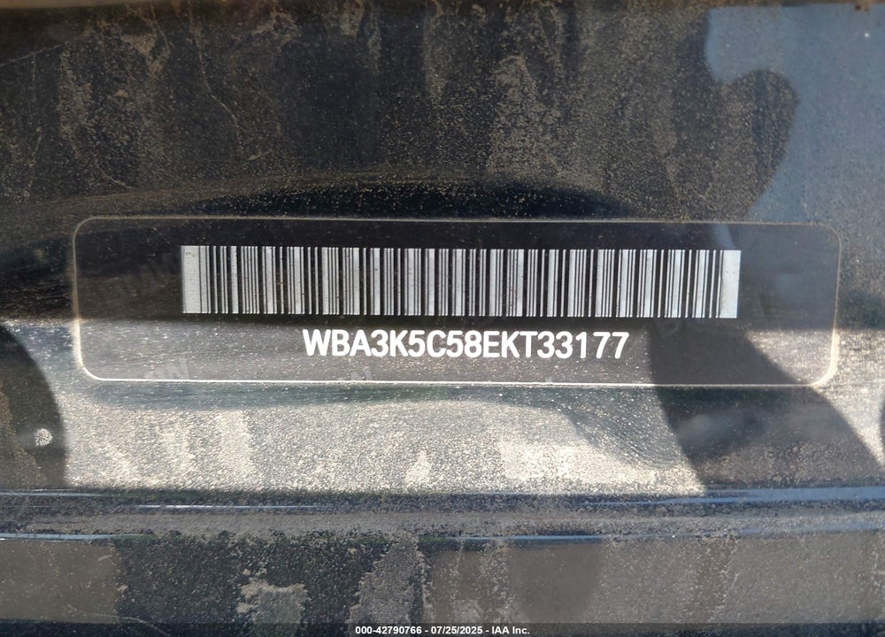 2014 BMW 3 SERIES VIN: WBA3K5C58EKT33177