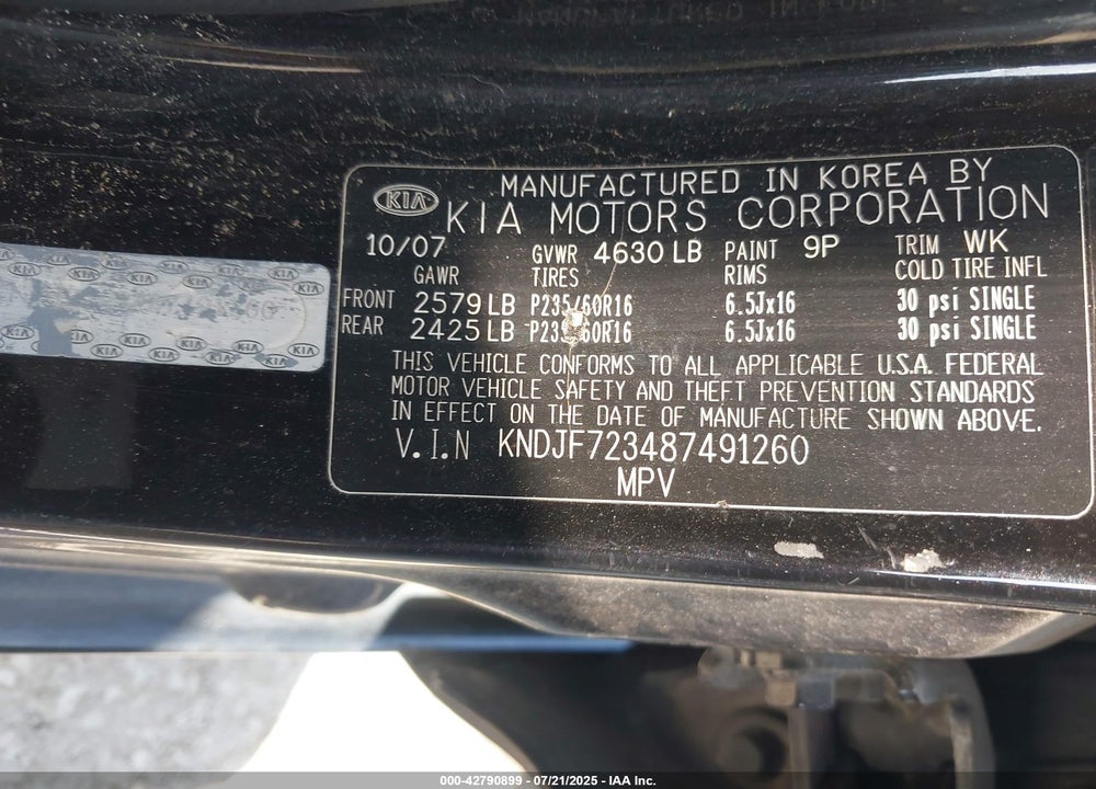 2008 KIA SPORTAGE VIN: KNDJF723487491260