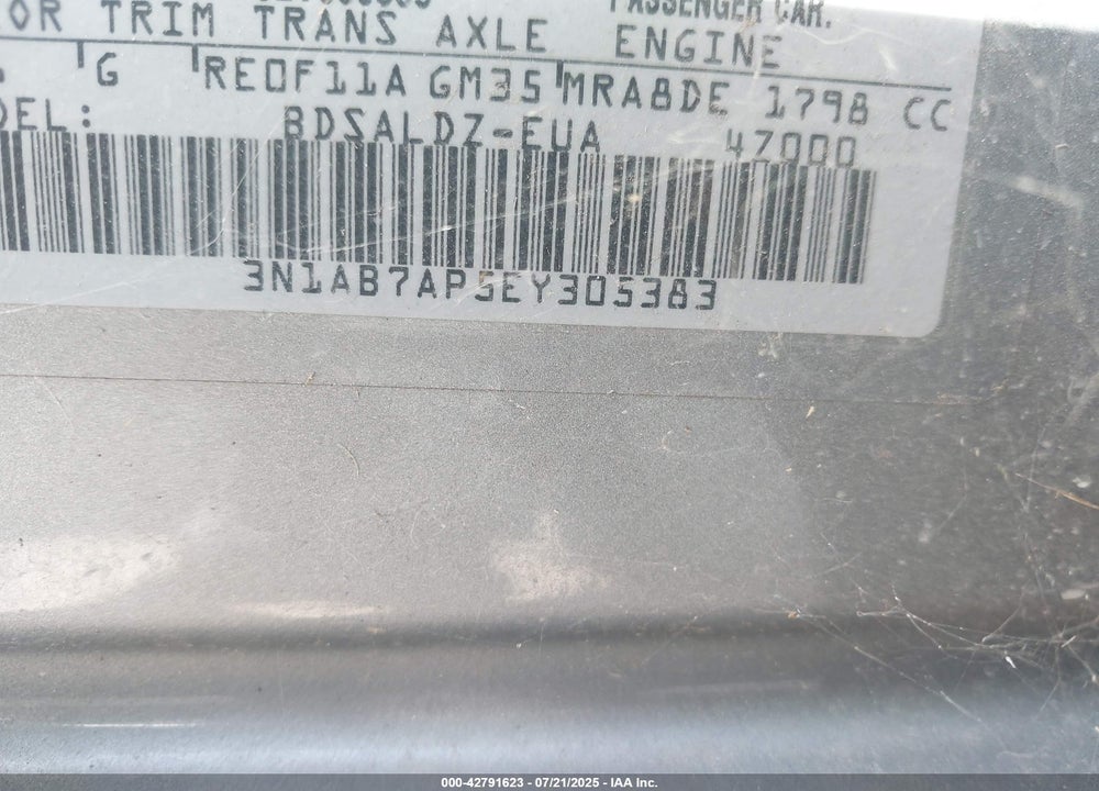 2014 NISSAN SENTRA VIN: 3N1AB7AP5EY305383