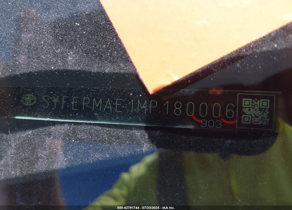 2021 TOYOTA COROLLA VIN: 5YFEPMAE1MP180006