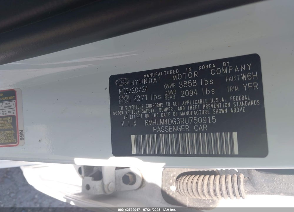 2024 HYUNDAI ELANTRA VIN: KMHLM4DG3RU750915