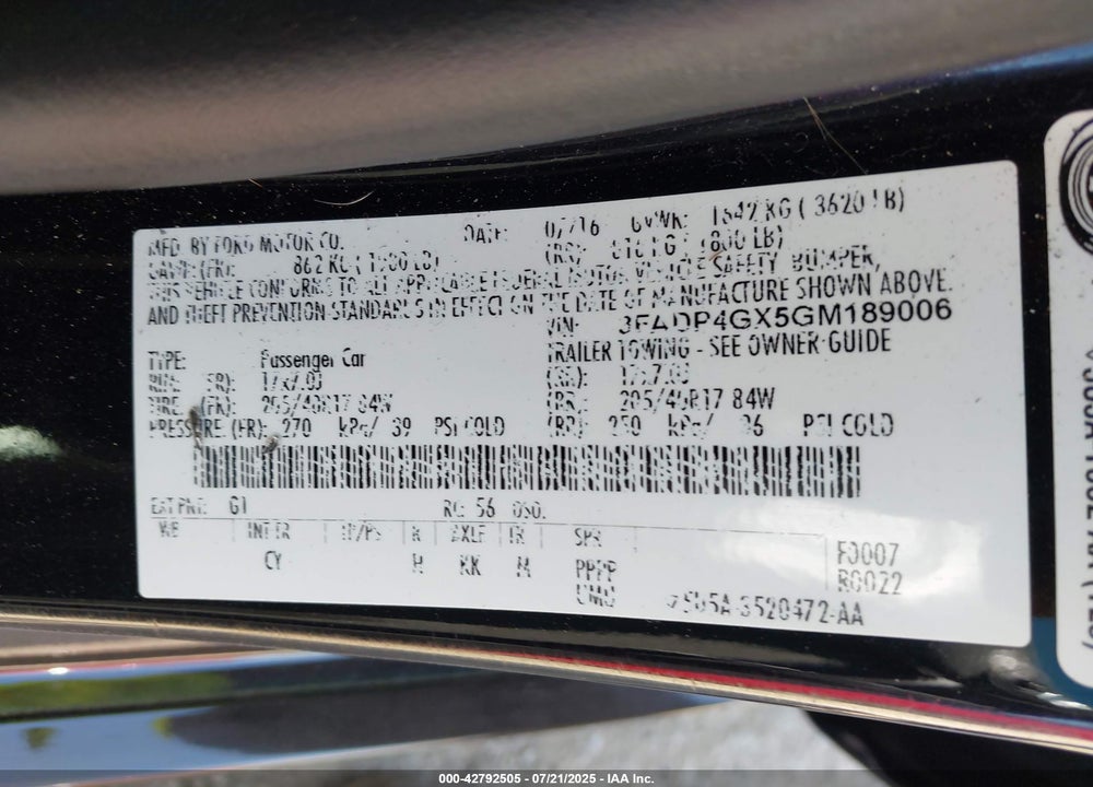 2016 FORD FIESTA VIN: 3FADP4GX5GM189006