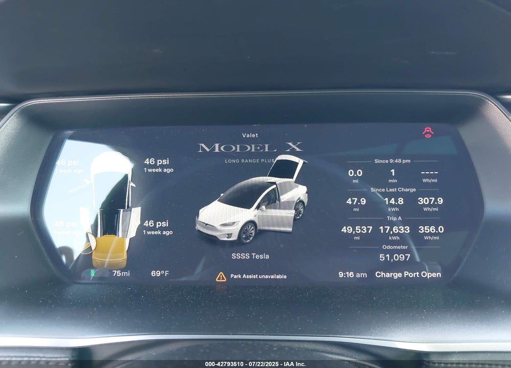 2020 TESLA MODEL X VIN: 5YJXCAE22LF294500