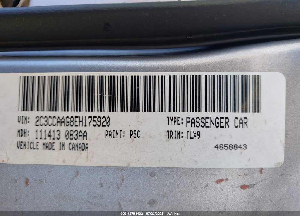 2014 CHRYSLER 300 VIN: 2C3CCAAG8EH175920