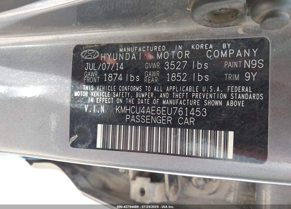2014 HYUNDAI ACCENT VIN: KMHCU4AE6EU761453