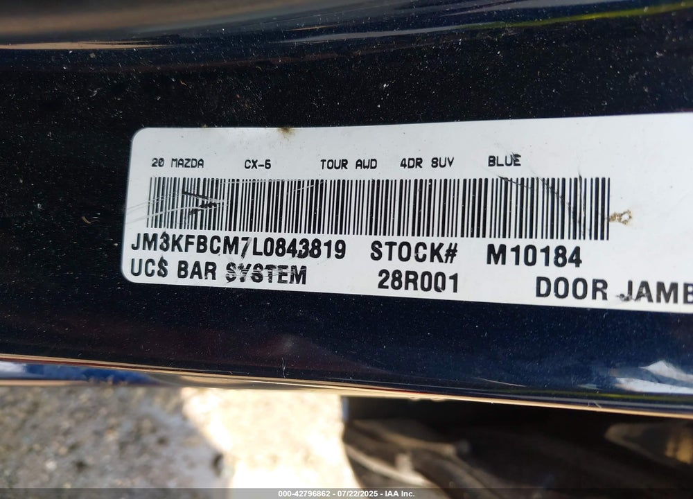 2020 MAZDA CX-5 VIN: JM3KFBCM7L0843819