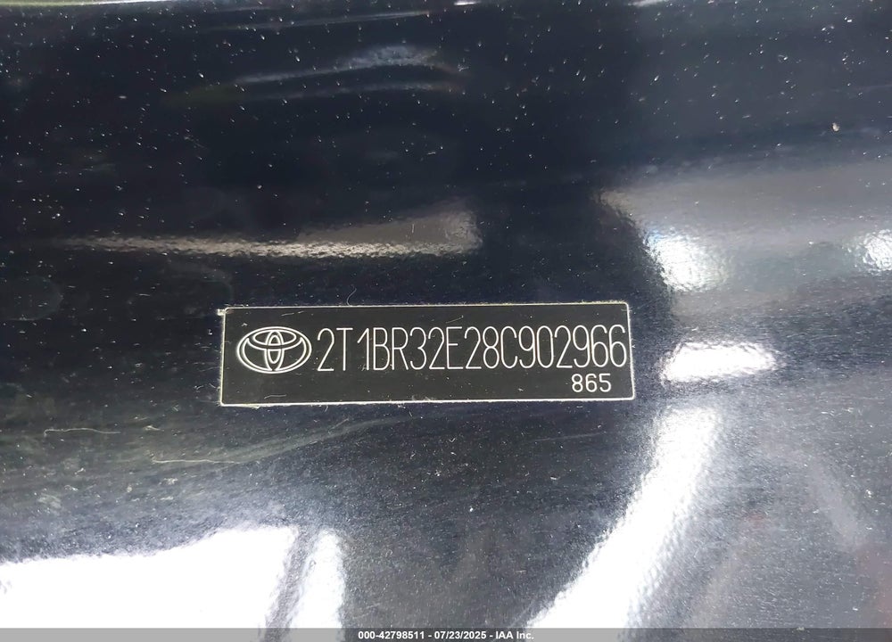 2008 TOYOTA COROLLA VIN: 2T1BR32E28C902966