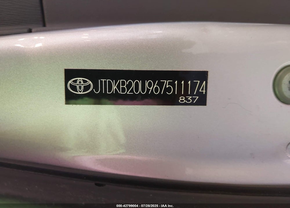 2006 TOYOTA PRIUS VIN: JTDKB20U967511174