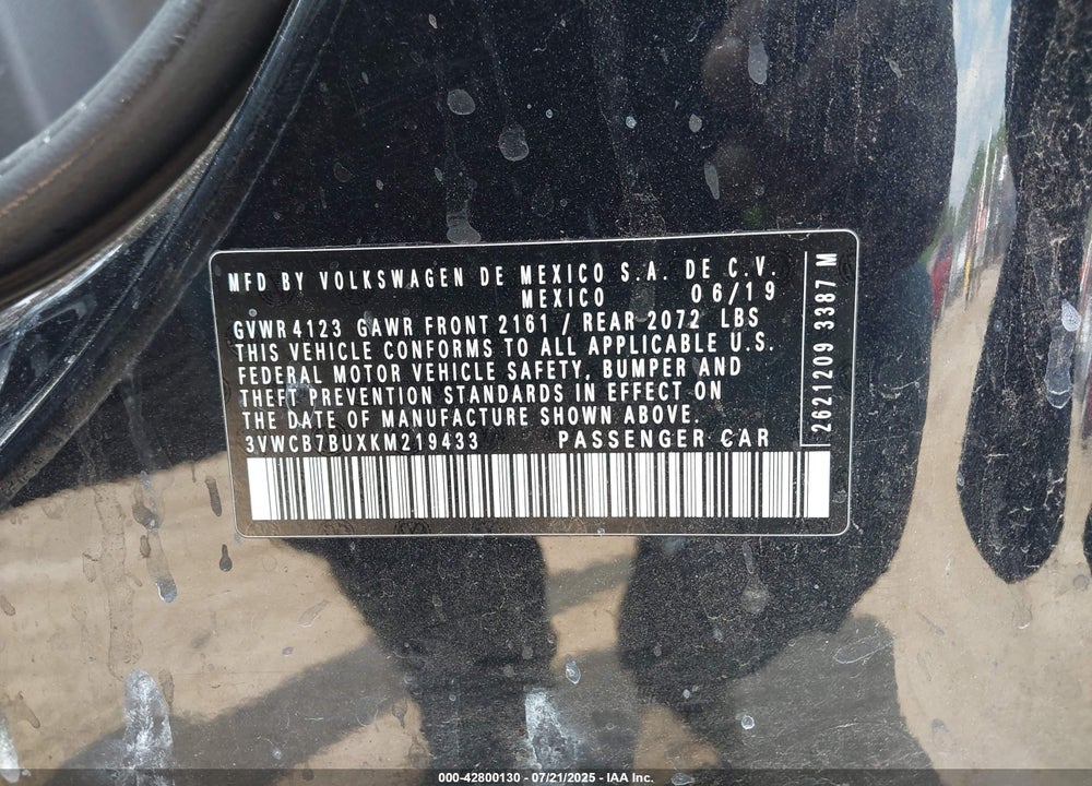 2019 VOLKSWAGEN JETTA VIN: 3VWCB7BUXKM219433