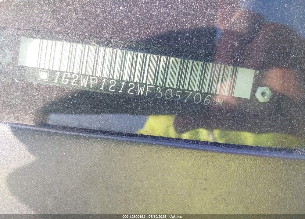 1998 PONTIAC GRAND PRIX VIN: 1G2WP1212WF305706