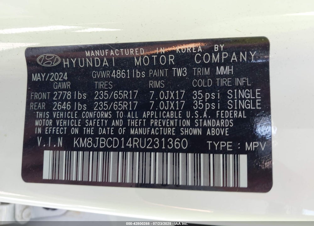 2024 HYUNDAI TUCSON HYBRID VIN: KM8JBCD14RU231360