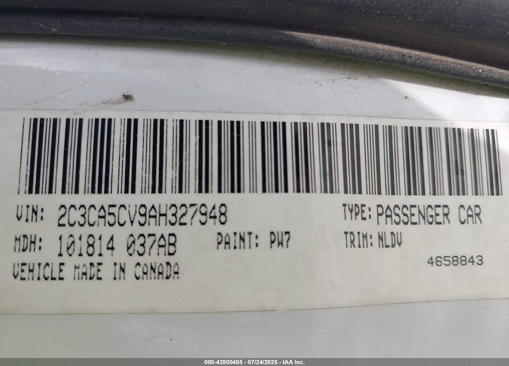 2010 CHRYSLER 300 VIN: 2C3CA5CV9AH327948