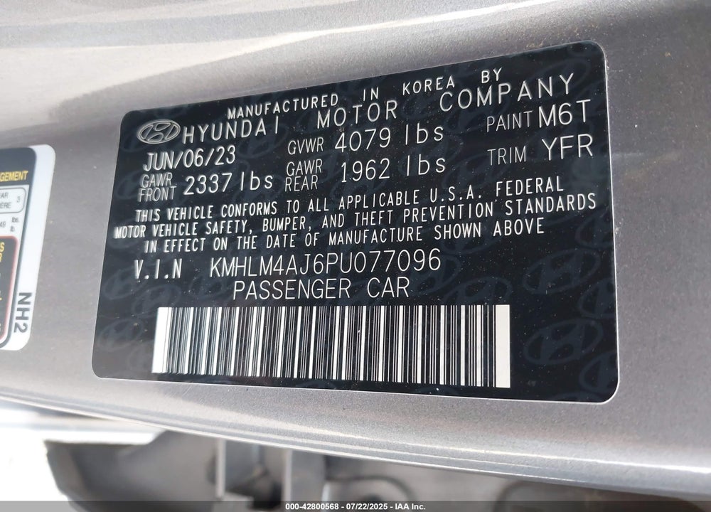2023 HYUNDAI ELANTRA HYBRID BLUE VIN: KMHLM4AJ6PU077096