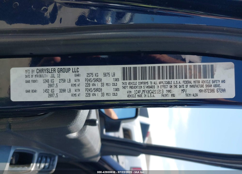2012 JEEP LIBERTY VIN: 1C4PJMFK0CW211213