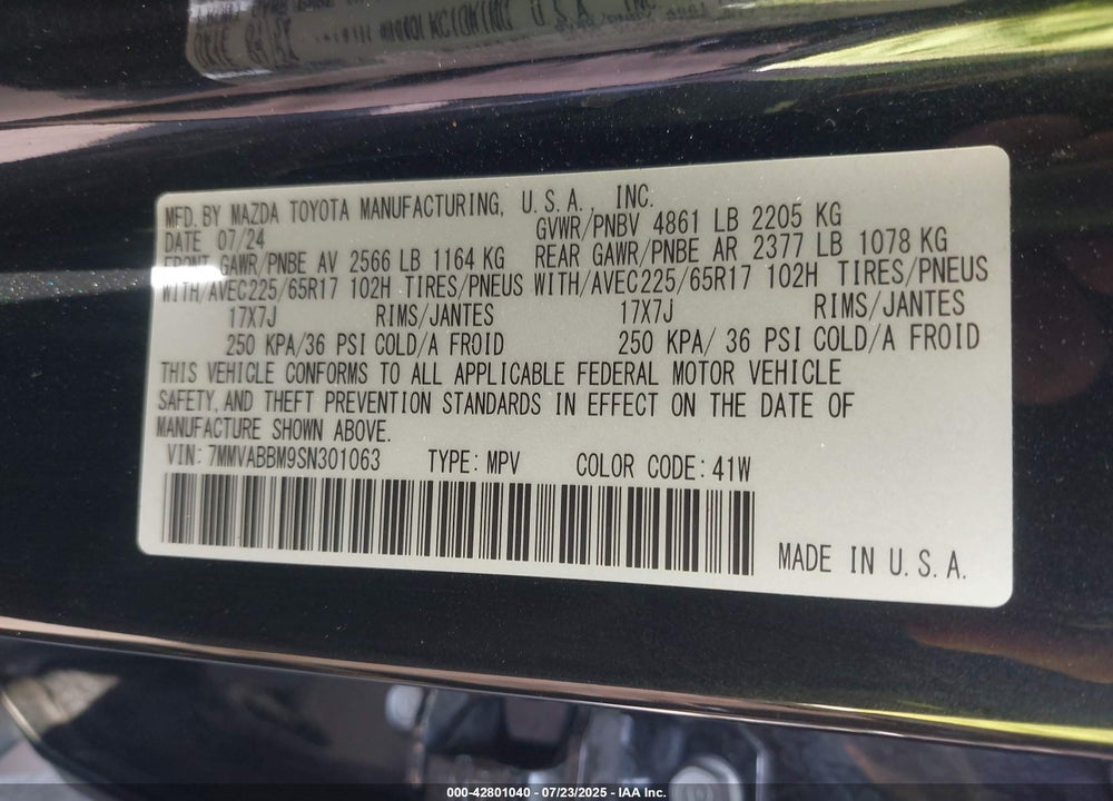 2025 MAZDA CX-50 VIN: 7MMVABBM9SN301063
