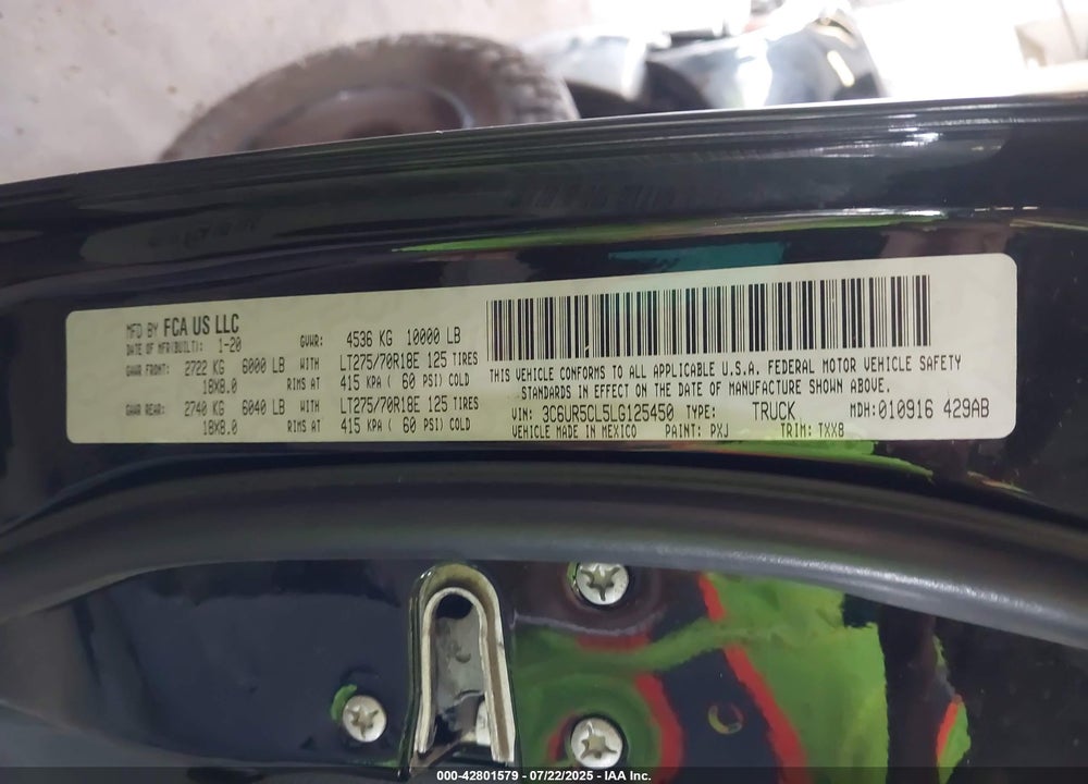 2020 RAM 2500 VIN: 3C6UR5CL5LG125450