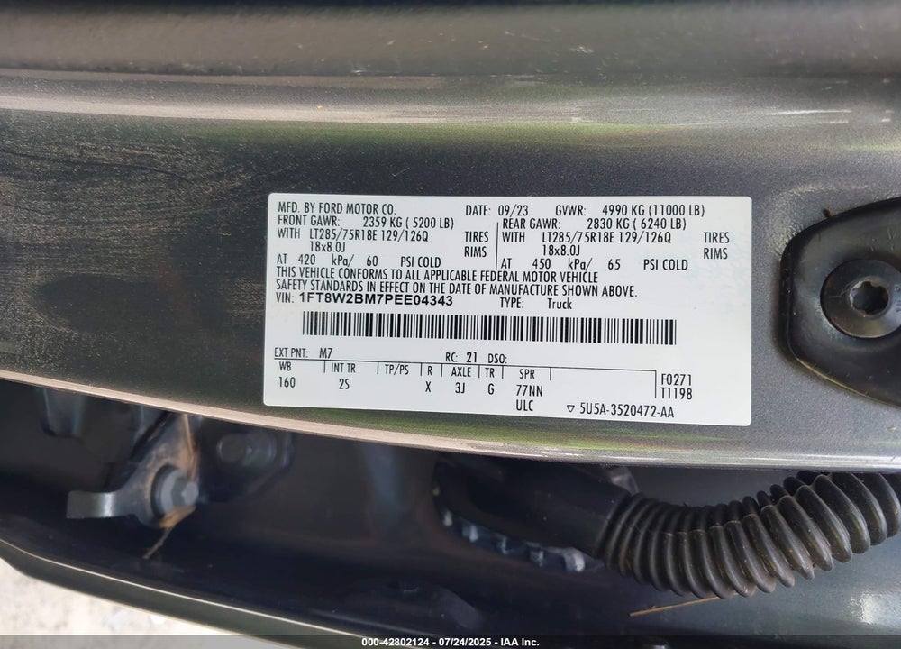 2023 FORD F-250 XLT VIN: 1FT8W2BM7PEE04343