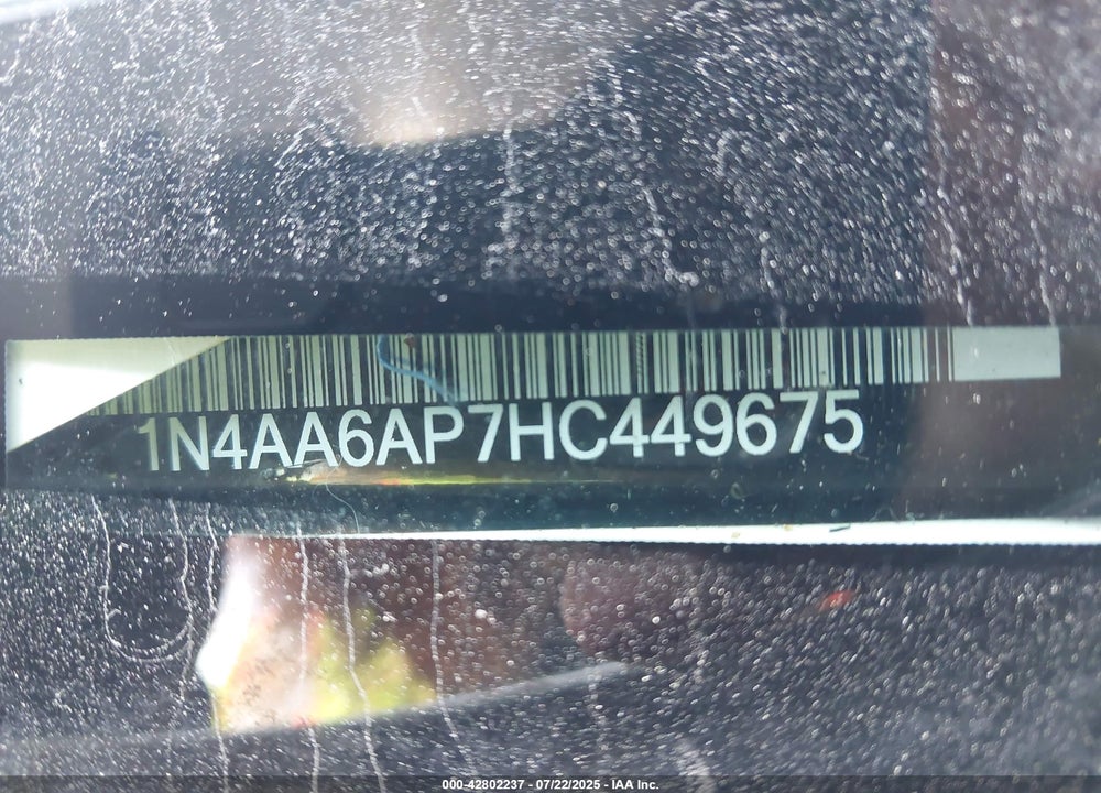 2017 NISSAN MAXIMA VIN: 1N4AA6AP7HC449675