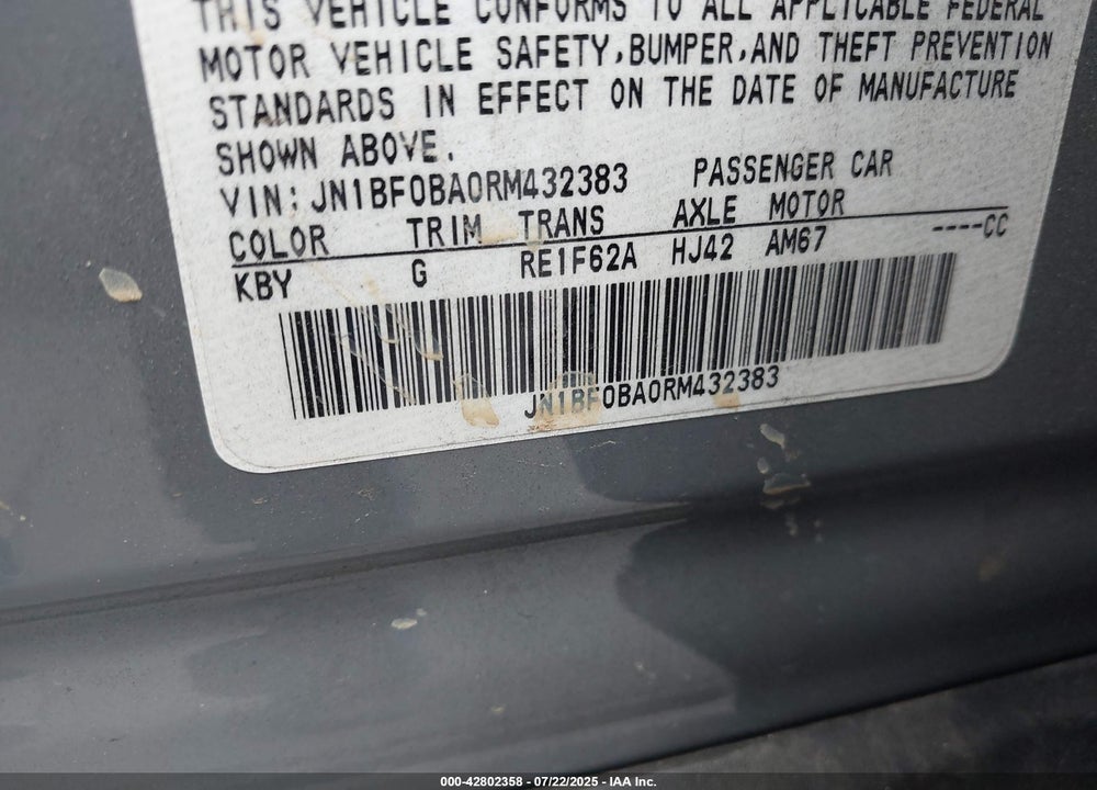 2024 NISSAN ARIYA VIN: JN1BF0BA0RM432383