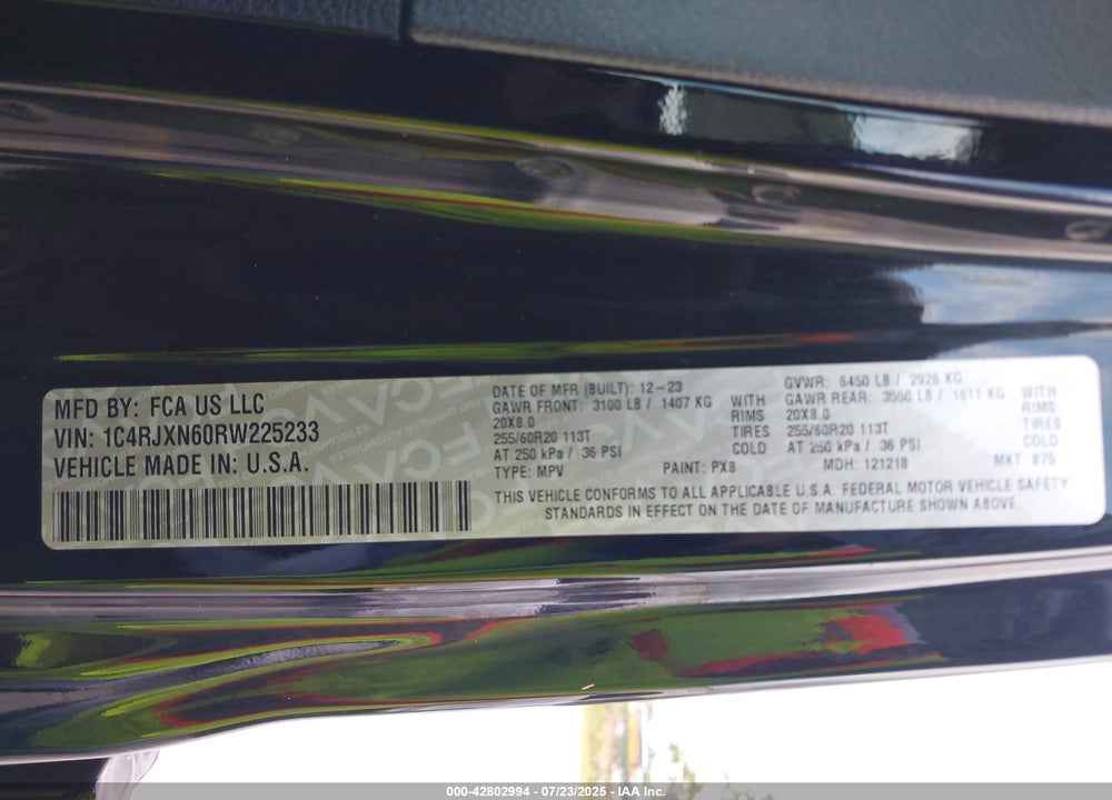 2024 JEEP WRANGLER 4XE SPORT S 4XE VIN: 1C4RJXN60RW225233