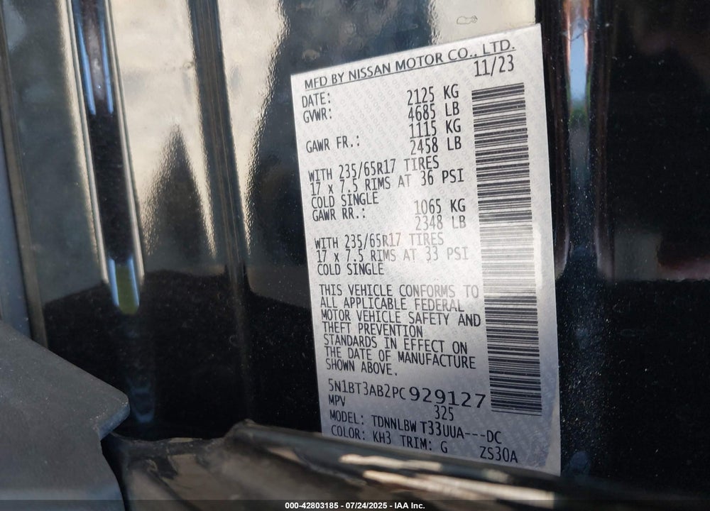 2023 NISSAN ROGUE VIN: 5N1BT3AB2PC929127