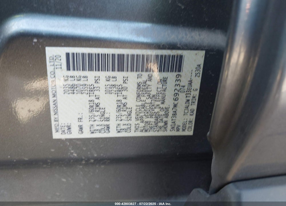 2021 NISSAN ROGUE VIN: 5N1AT3BA7MC692339