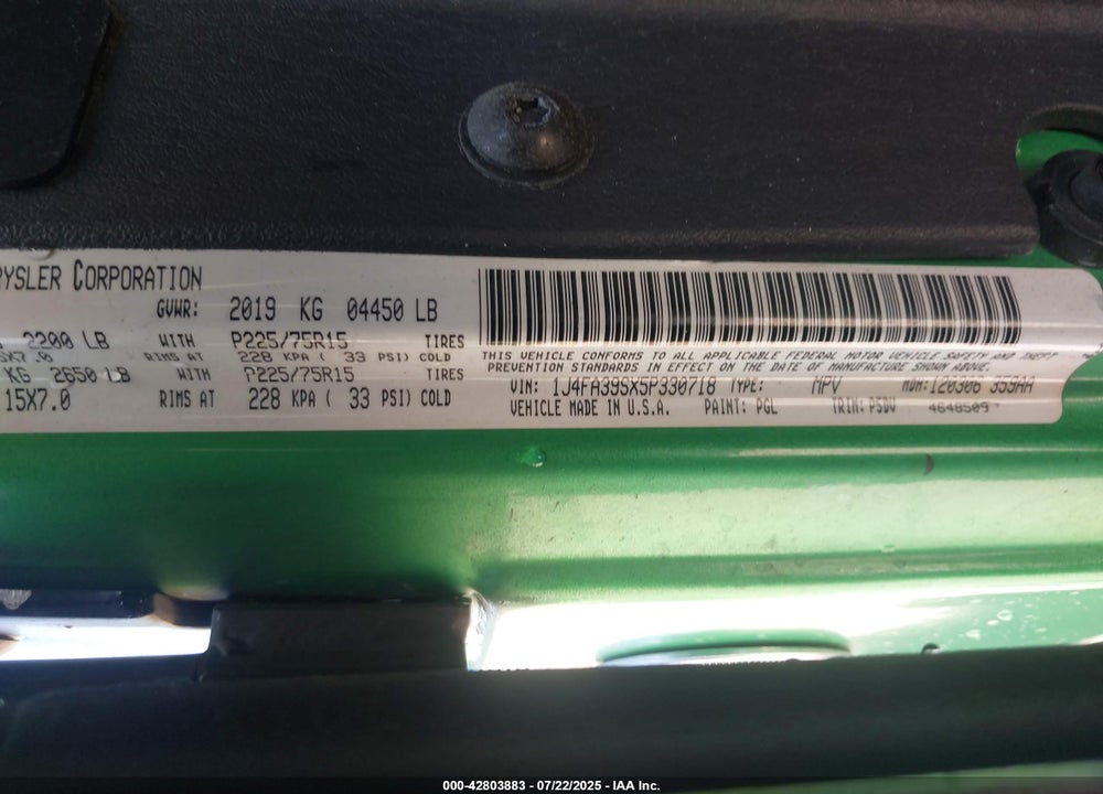 2005 JEEP WRANGLER X VIN: 1J4FA39SX5P330718