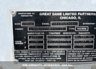 1999 GREAT DANE TRAILERS SEMI TRAILER VIN: 1GRAA0622XB150013