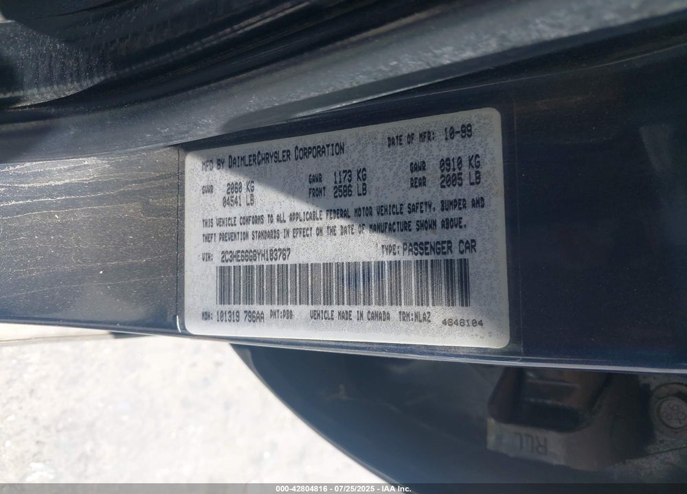 2000 CHRYSLER 300M VIN: 2C3HE66G8YH183767