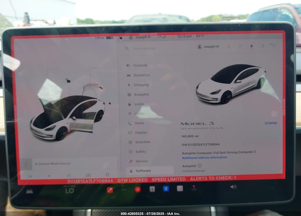 2020 TESLA MODEL 3 VIN: 5YJ3E1EA7LF706944