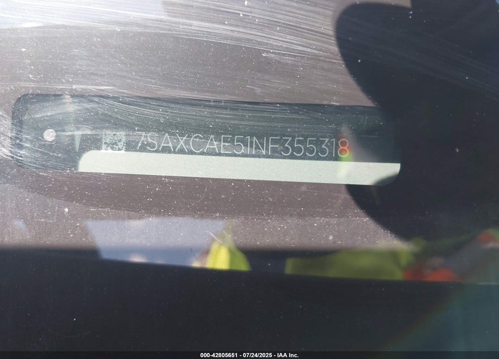2022 TESLA MODEL X VIN: 7SAXCAE51NF355318