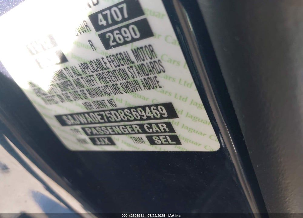 2013 JAGUAR XF VIN: SAJWA0E75D8S69469