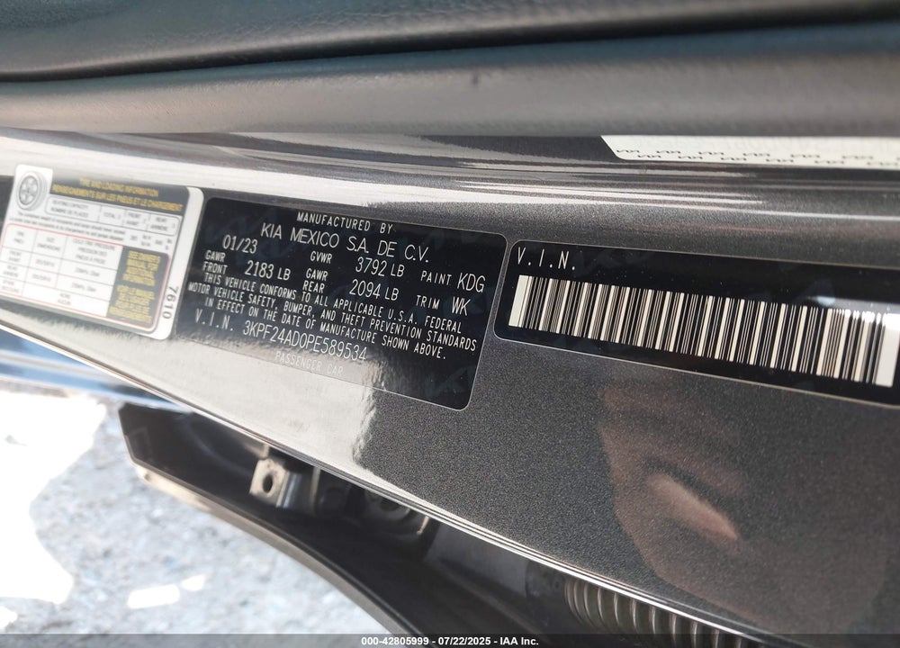 2023 KIA FORTE VIN: 3KPF24AD0PE589534