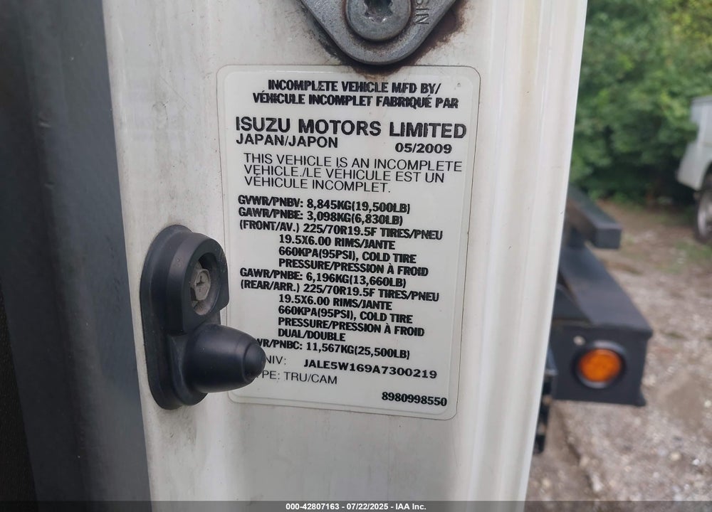 2010 ISUZU DSL REG VIN: JALE5W169A7300219