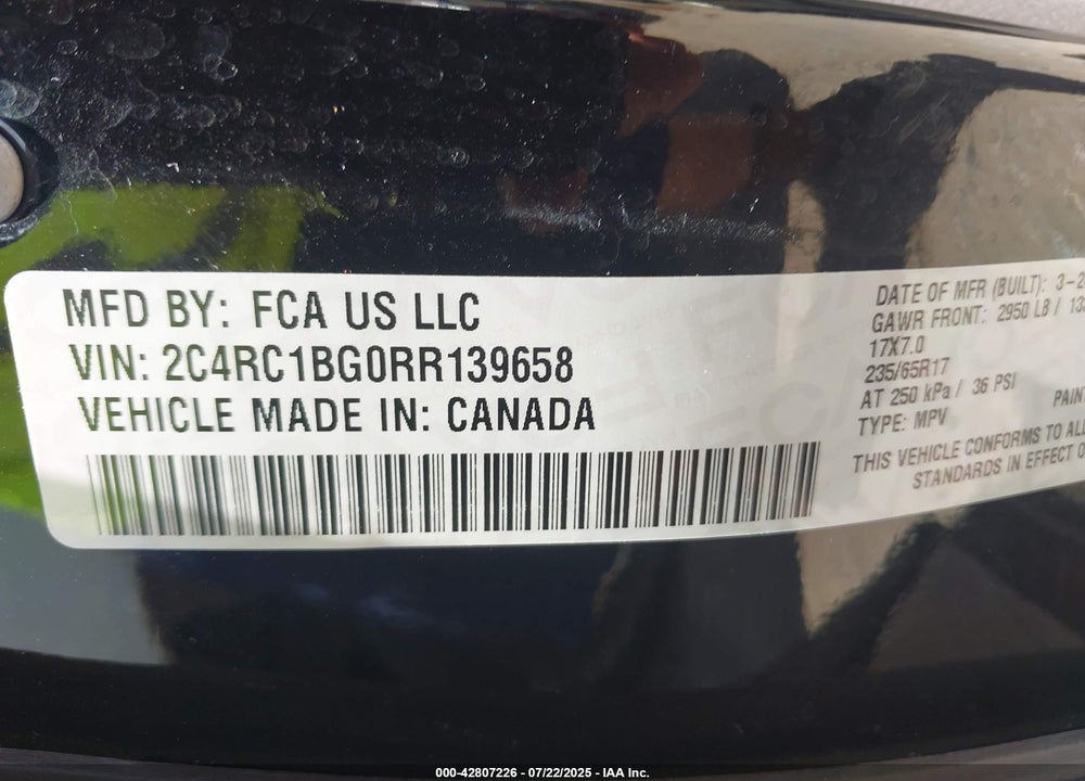 2024 CHRYSLER PACIFICA TOURING L VIN: 2C4RC1BG0RR139658