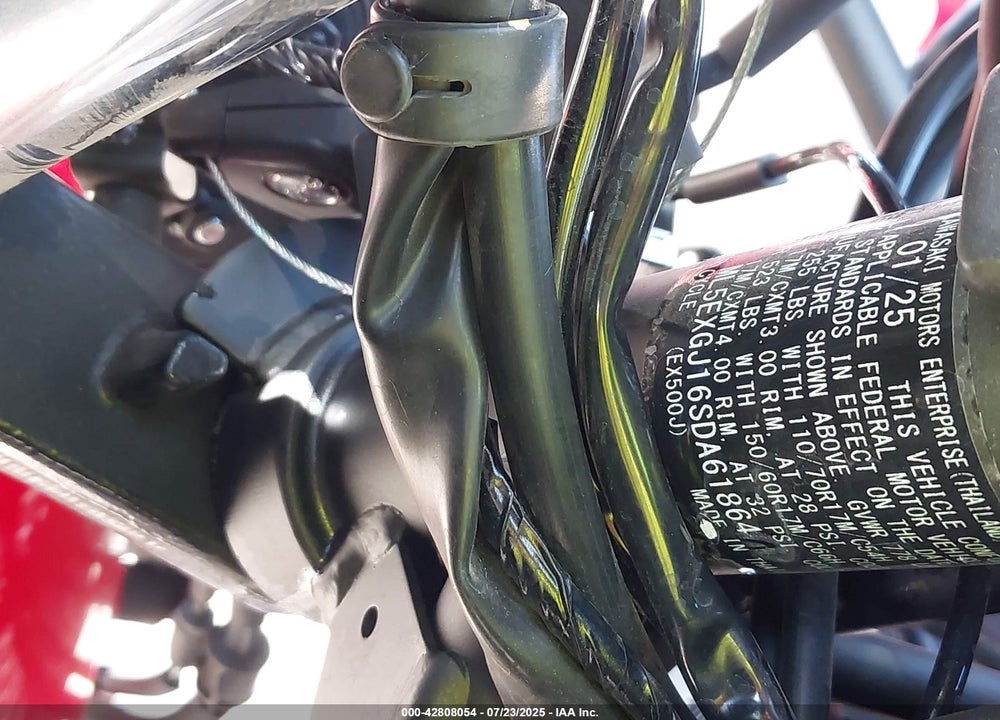 2025 KAWASAKI EX500 A/B VIN: ML5EXGJ16SDA61864
