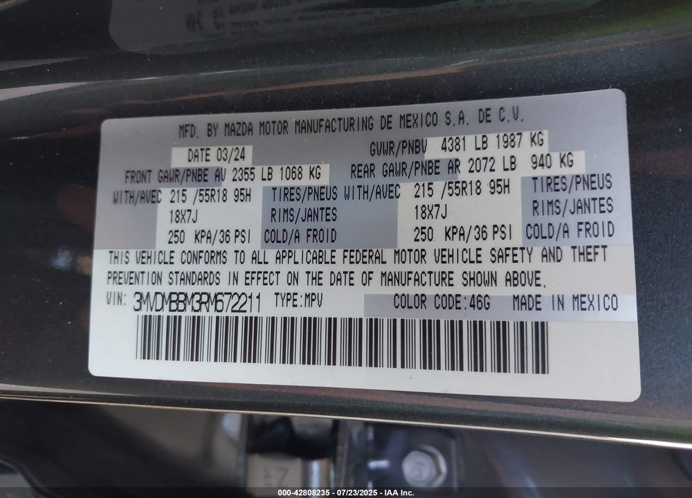 2024 MAZDA CX-30 2.5 S SELECT SPORT VIN: 3MVDMBBM3RM672211