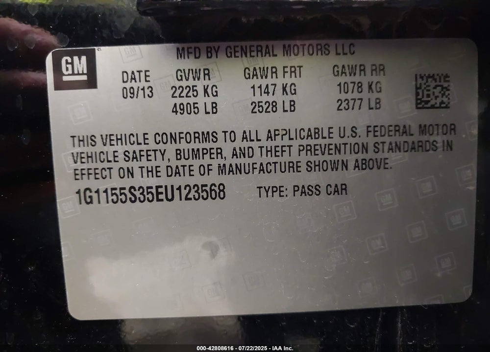 2014 CHEVROLET IMPALA 2LZ VIN: 1G1155S35EU123568