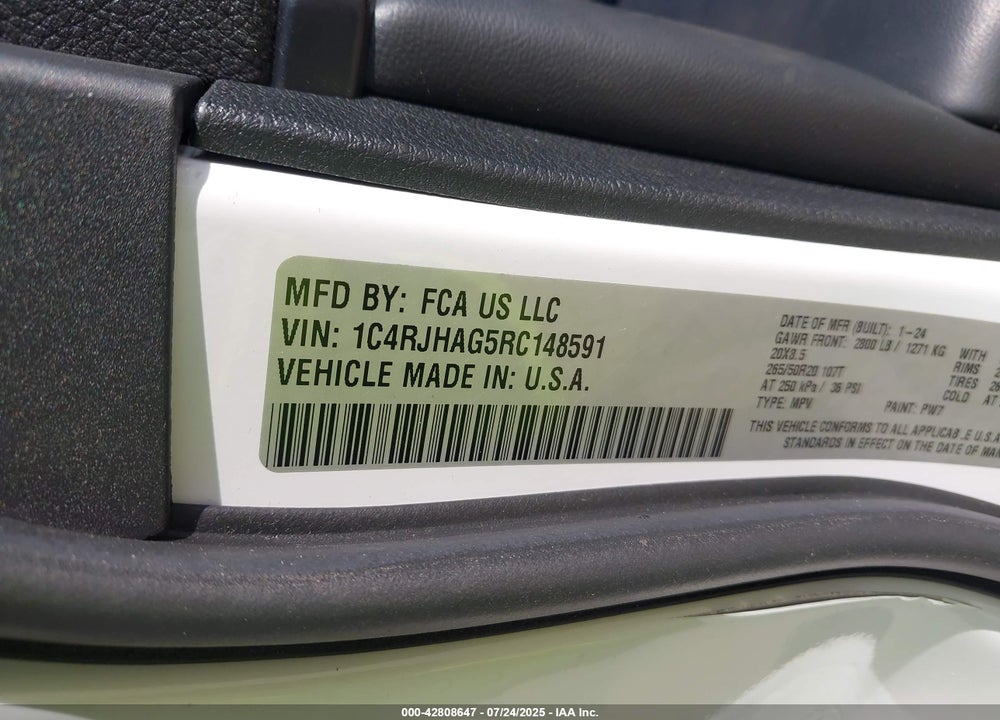 2024 JEEP GRAND CHEROKEE VIN: 1C4RJHAG5RC148591