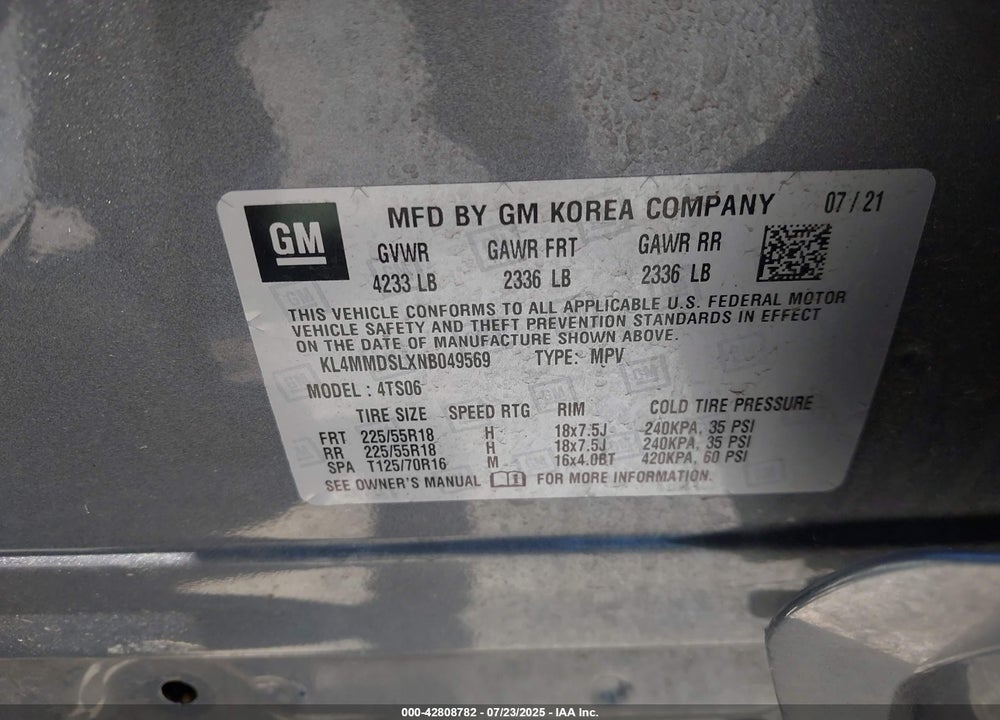 2022 BUICK ENCORE GX FWD SELECT VIN: KL4MMDSLXNB049569