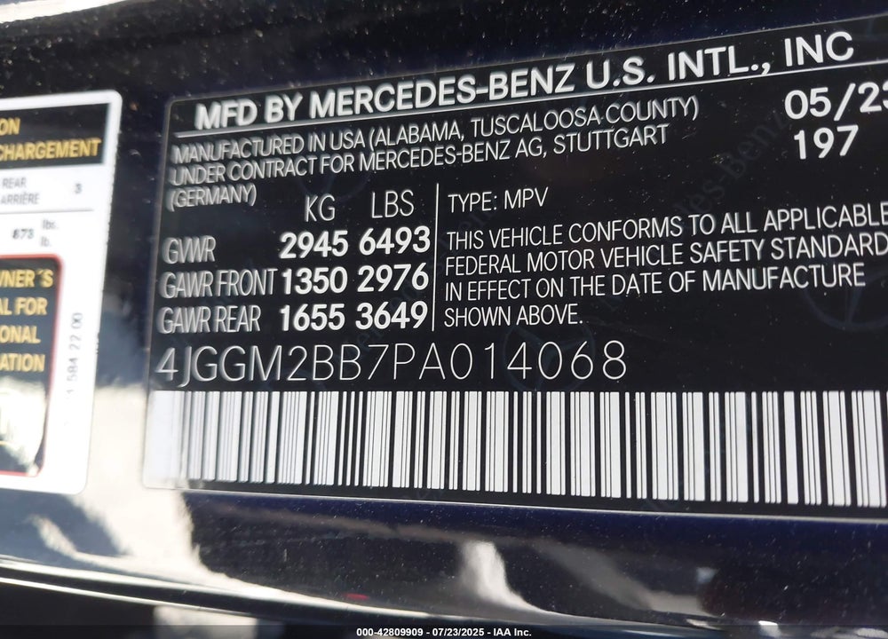 2023 MERCEDES-BENZ EQE VIN: 4JGGM2BB7PA014068