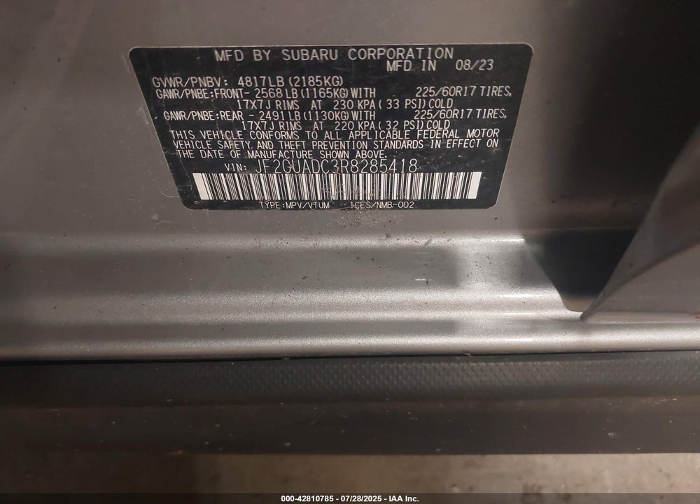 2024 SUBARU CROSSTREK VIN: JF2GUADC3R8285418