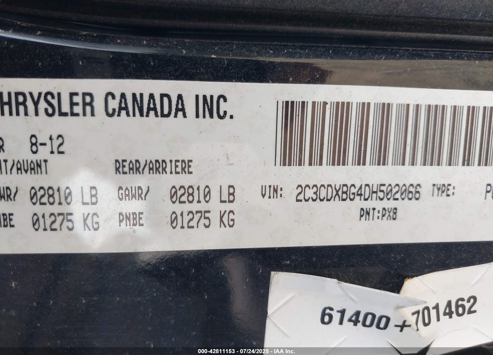 2013 DODGE CHARGER VIN: 2C3CDXBG4DH502066