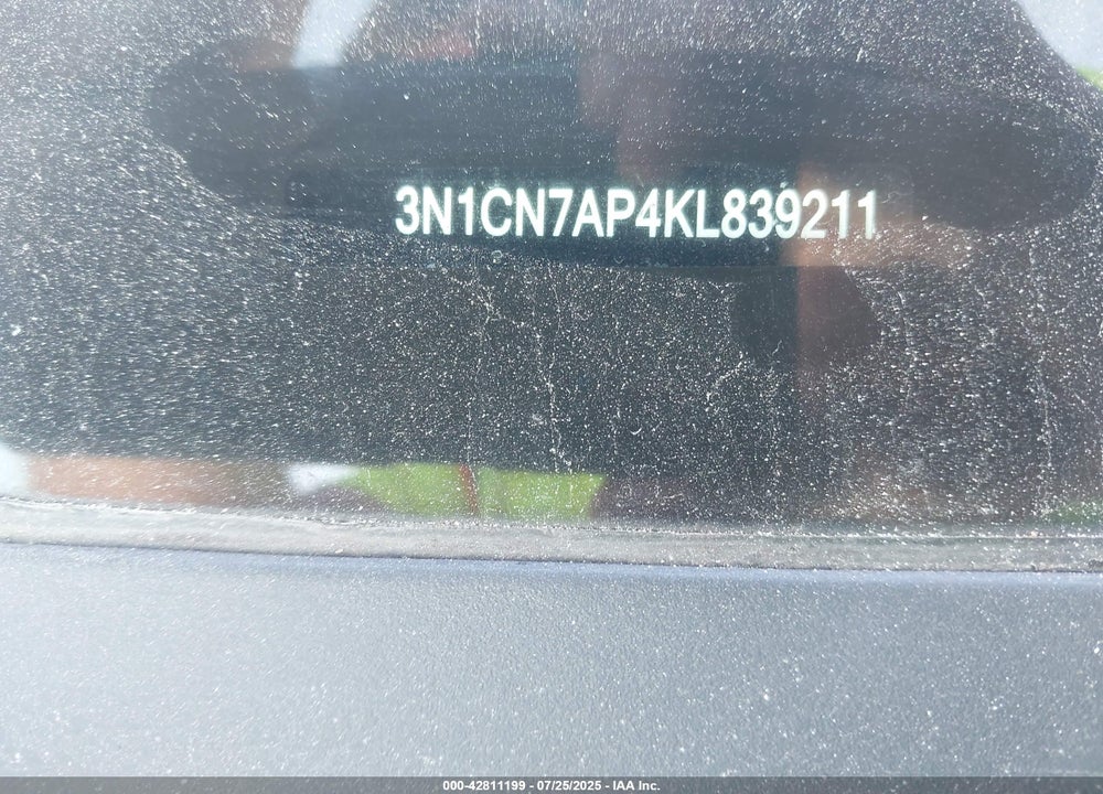 2019 NISSAN VERSA VIN: 3N1CN7AP4KL839211