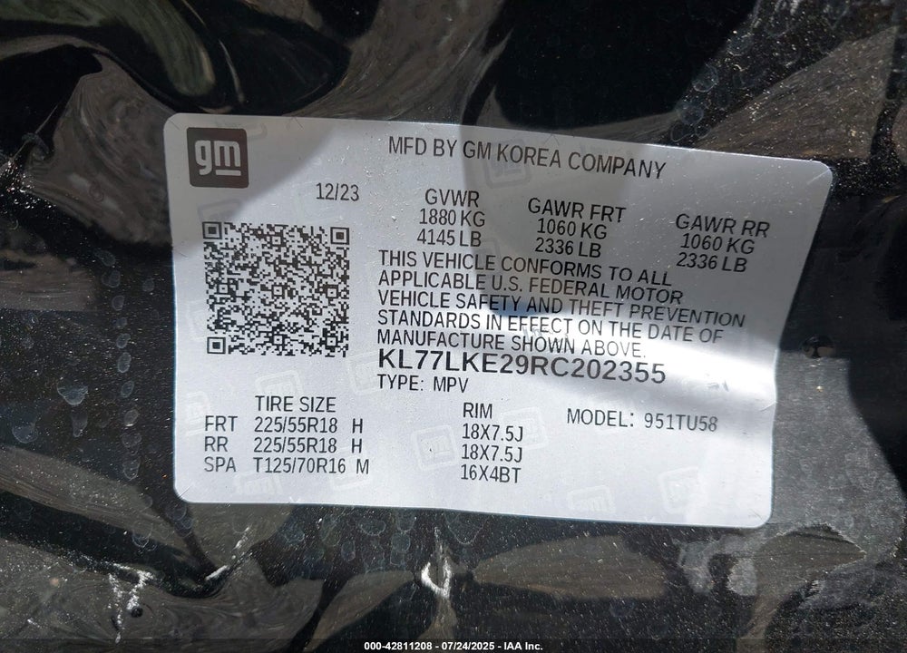 2024 CHEVROLET TRAX FWD ACTIV VIN: KL77LKE29RC202355