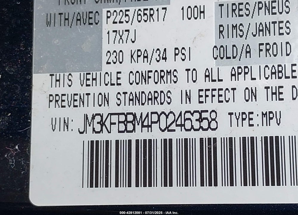 2023 MAZDA CX-5 VIN: JM3KFBBM4P0246358