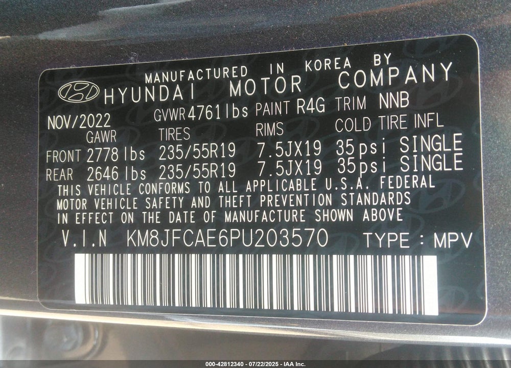 2023 HYUNDAI TUCSON VIN: KM8JFCAE6PU203570