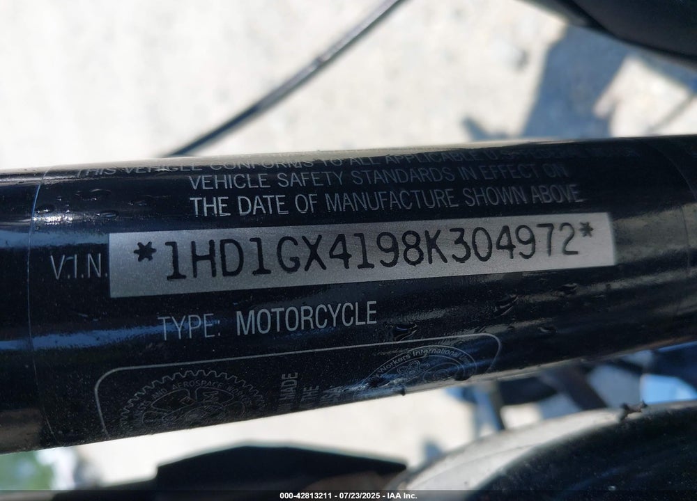 2008 HARLEY-DAVIDSON FXDBI VIN: 1HD1GX4198K304972