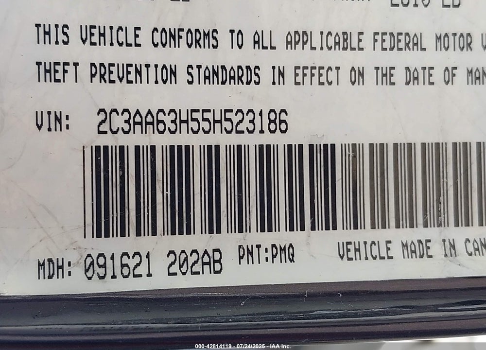 2005 CHRYSLER 300C VIN: 2C3AA63H55H523186